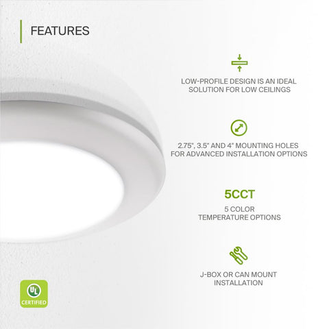 ASD 6-inch disk light showing 105° beam for wide coverage