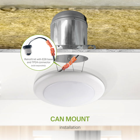 ASD LED disk light 6-inch low-profile surface-mount design blends with ceilings.