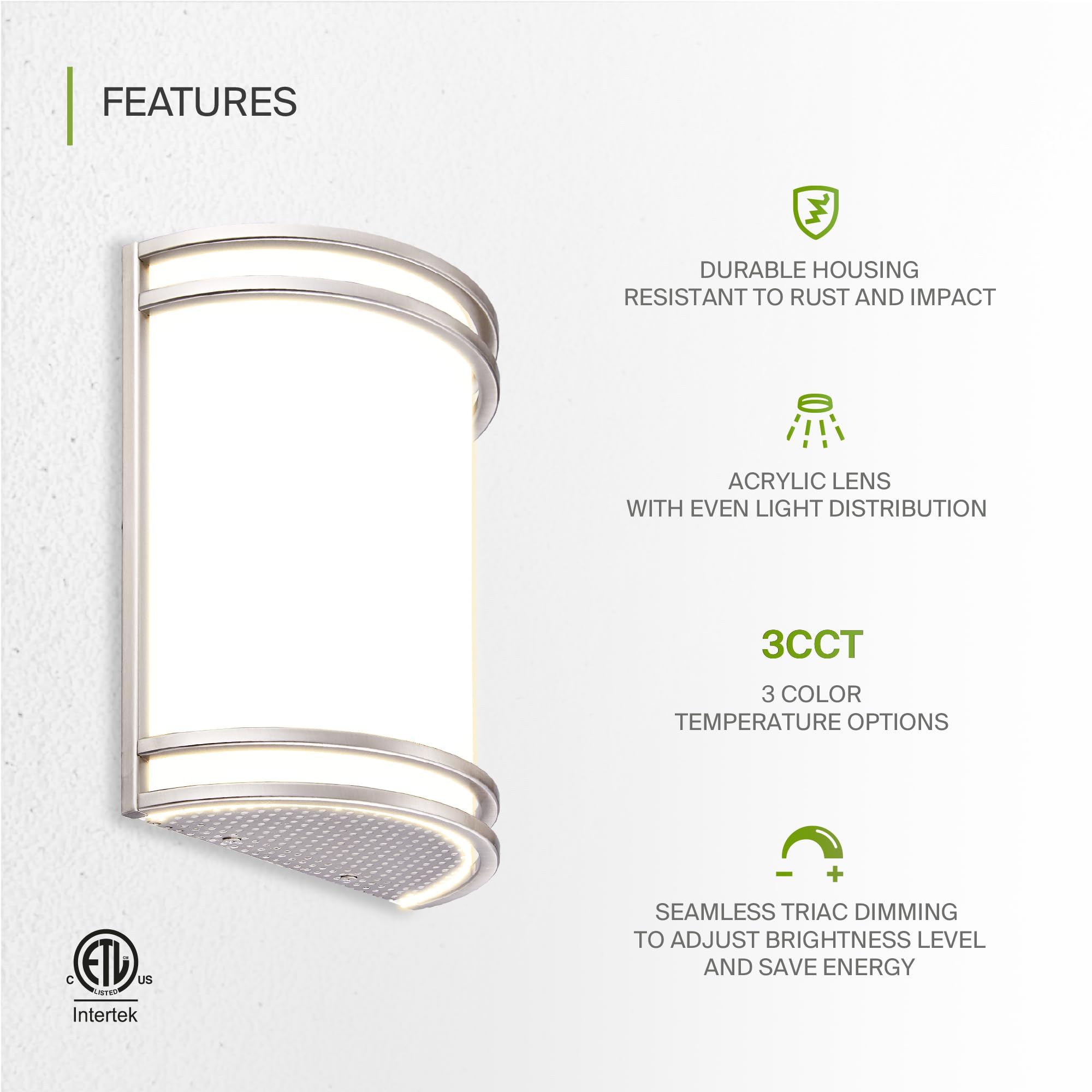 ASD LED wall light color temperature switch demonstrates adjustable warmth for spaces