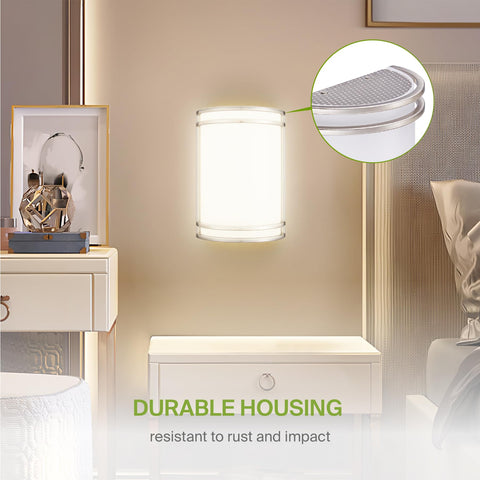 ASD LED wall light dimmable front view enables gradual brightness control