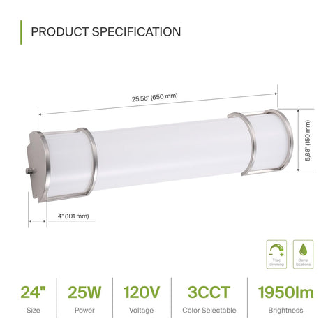 ASD vanity light in brushed nickel finish enhances bathroom style