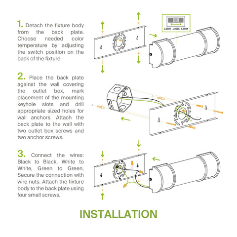 ASD vanity light ready to install with mounting hardware