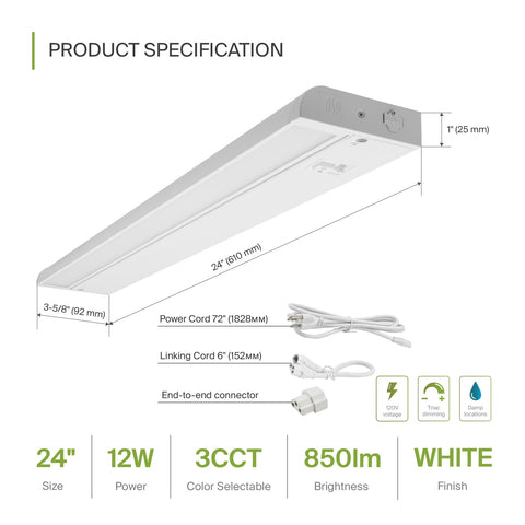 ASD 50-degree swivel lens focuses light onto countertops for precise illumination.