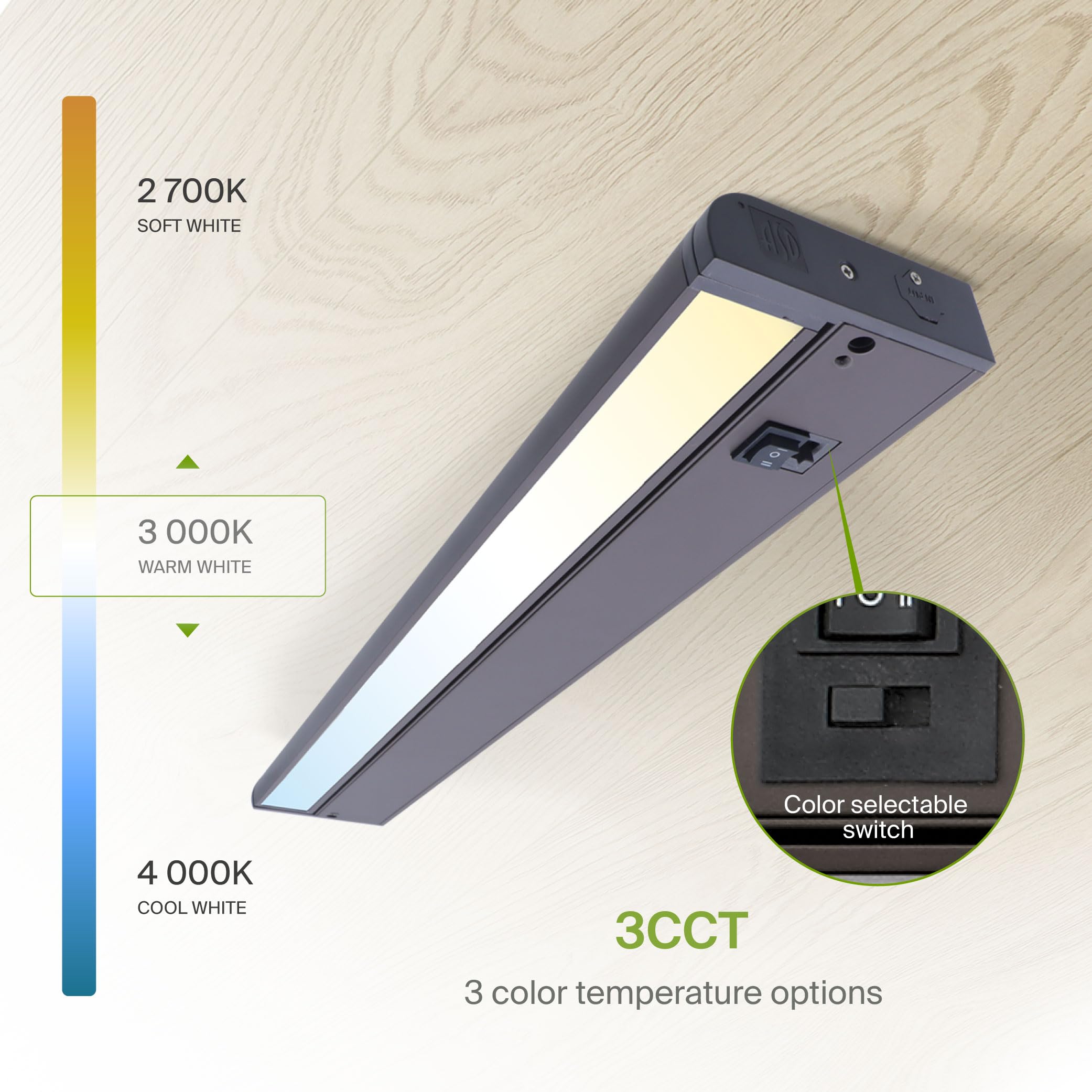 ASD damp-location rated bronze under-cabinet light for kitchens
