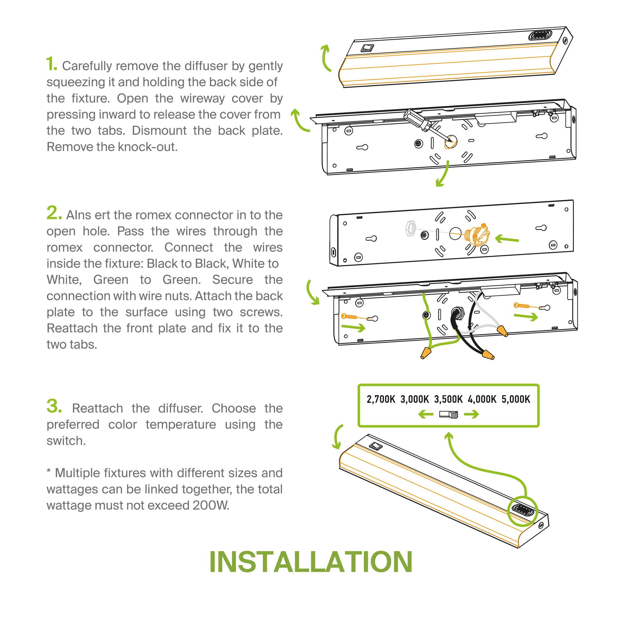 ASD long-life LED under-cabinet light with up to 50,000 hours of service.
