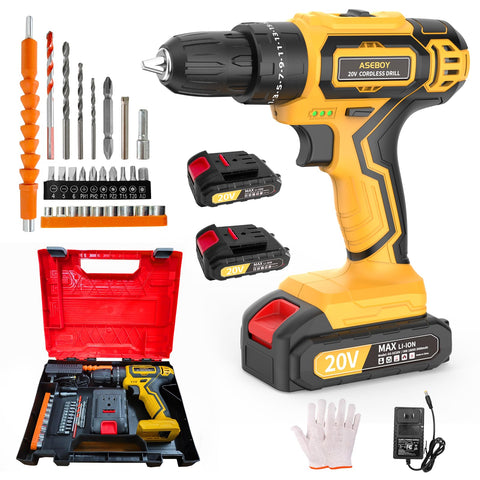 Aseboy cordless drill with battery and charger for extended DIY sessions.