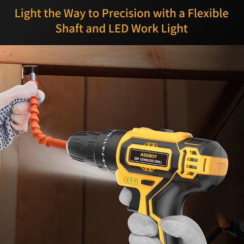 Aseboy cordless drill with flexible shaft reaches tight corners during assembly.