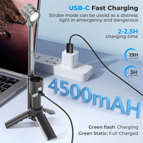 IPX6 waterproof body and IPX7 lamp head for weather resilience.