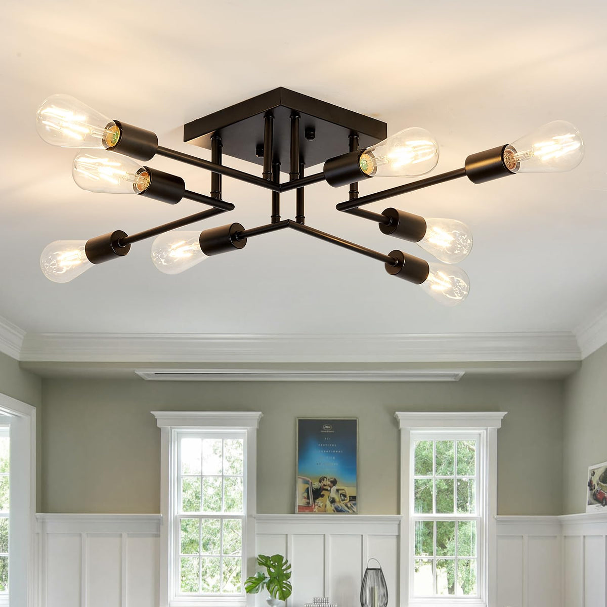 ASGYISA 8-light semi-flush mount chandelier for dining rooms