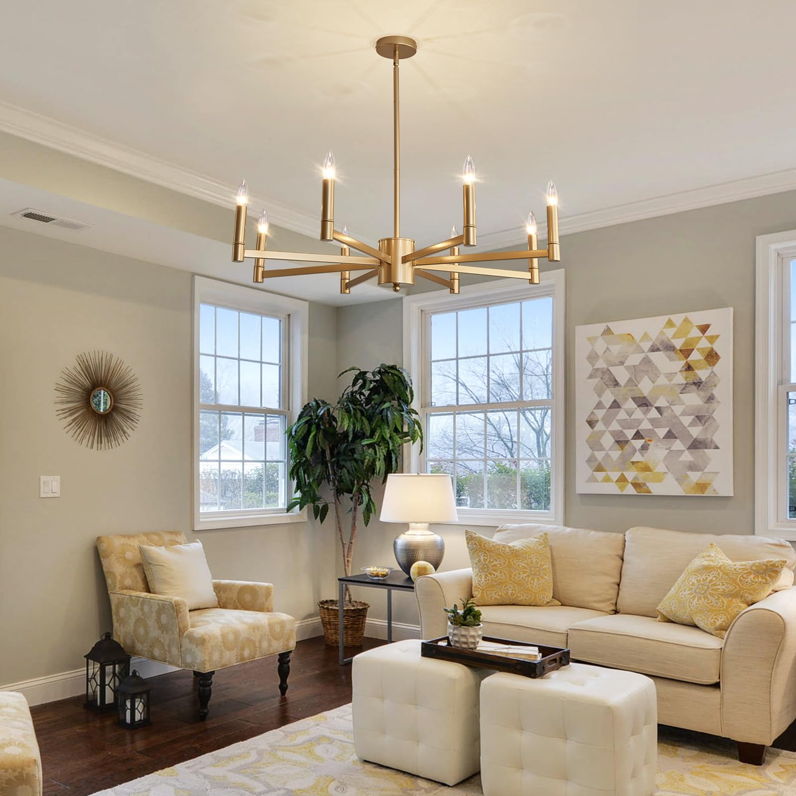 ASGYISA island kitchen chandelier in gold brightens open-plan spaces