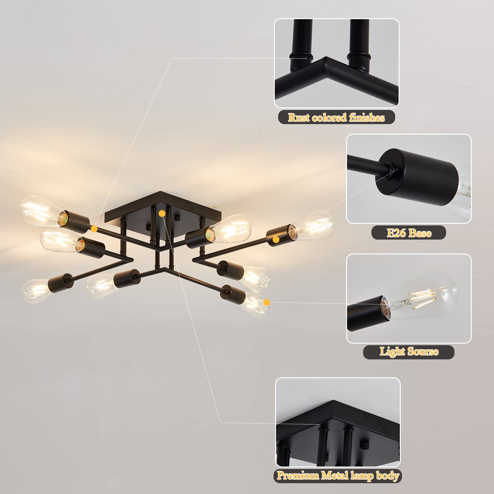 ASGYISA semi-flush ceiling light bright hallway lighting
