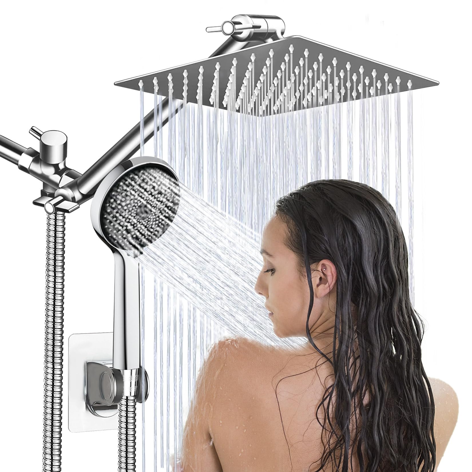 Ashwanth 8-inch square rain shower head with broad coverage for a spa-like feel