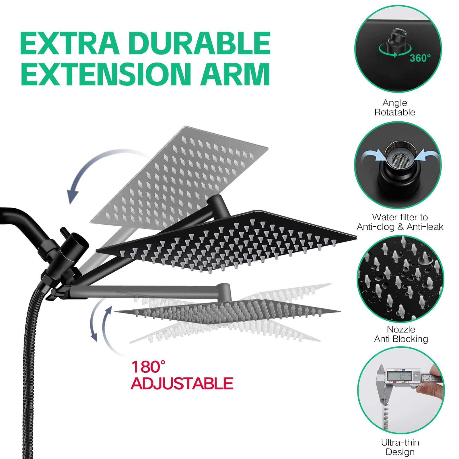 Ashwanth 11-inch extension arm offers adjustable height and angle.
