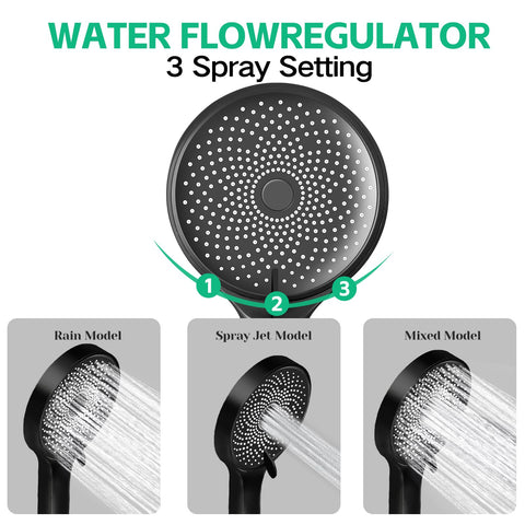 Ashwanth 3-way flow regulator lets you tailor water pressure.