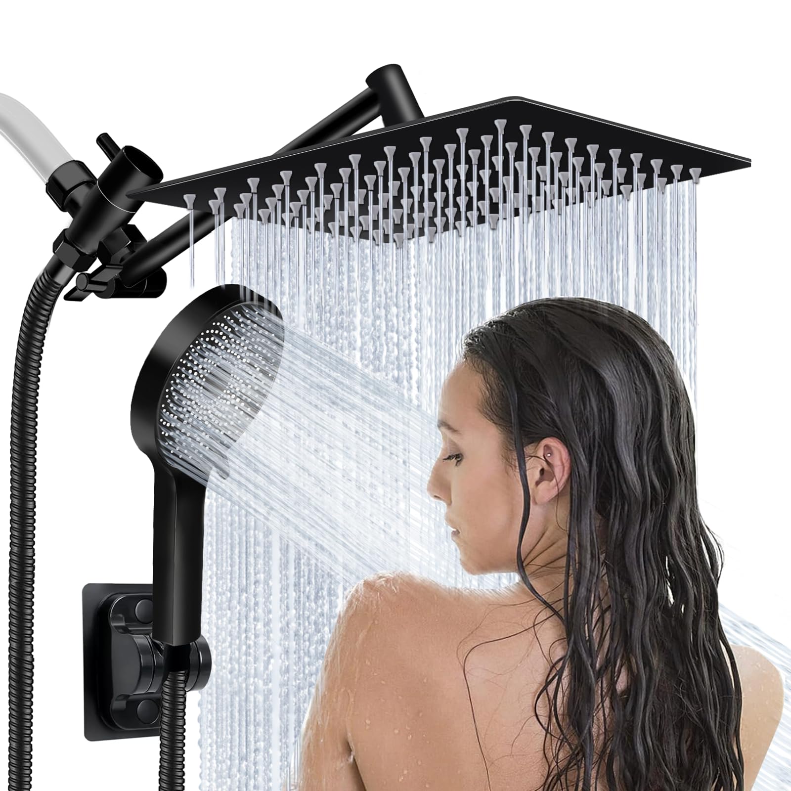 Ashwanth 8 inch square rain shower head delivers spa-like rainfall for a refreshing start.