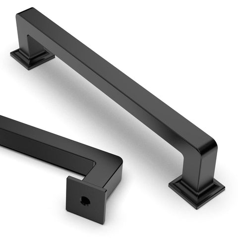 Asidrama 10-pack matte black cabinet handles with 128mm center-to-center spacing.