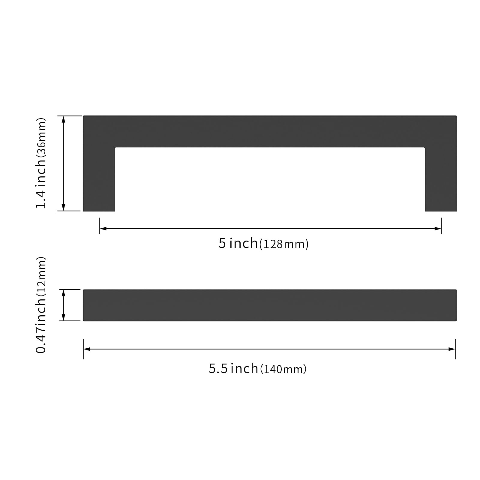 Asidrama 5-inch matte black cabinet handle sample, easy installation.