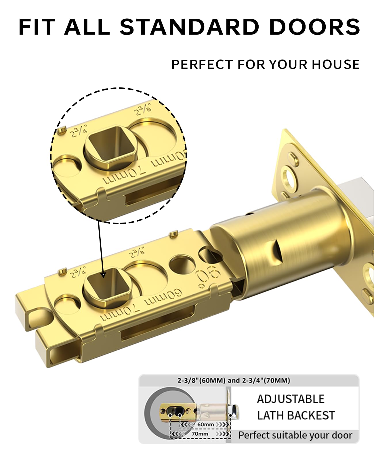 Asidrama adjustable backset supports 60mm and 70mm for versatile fit.