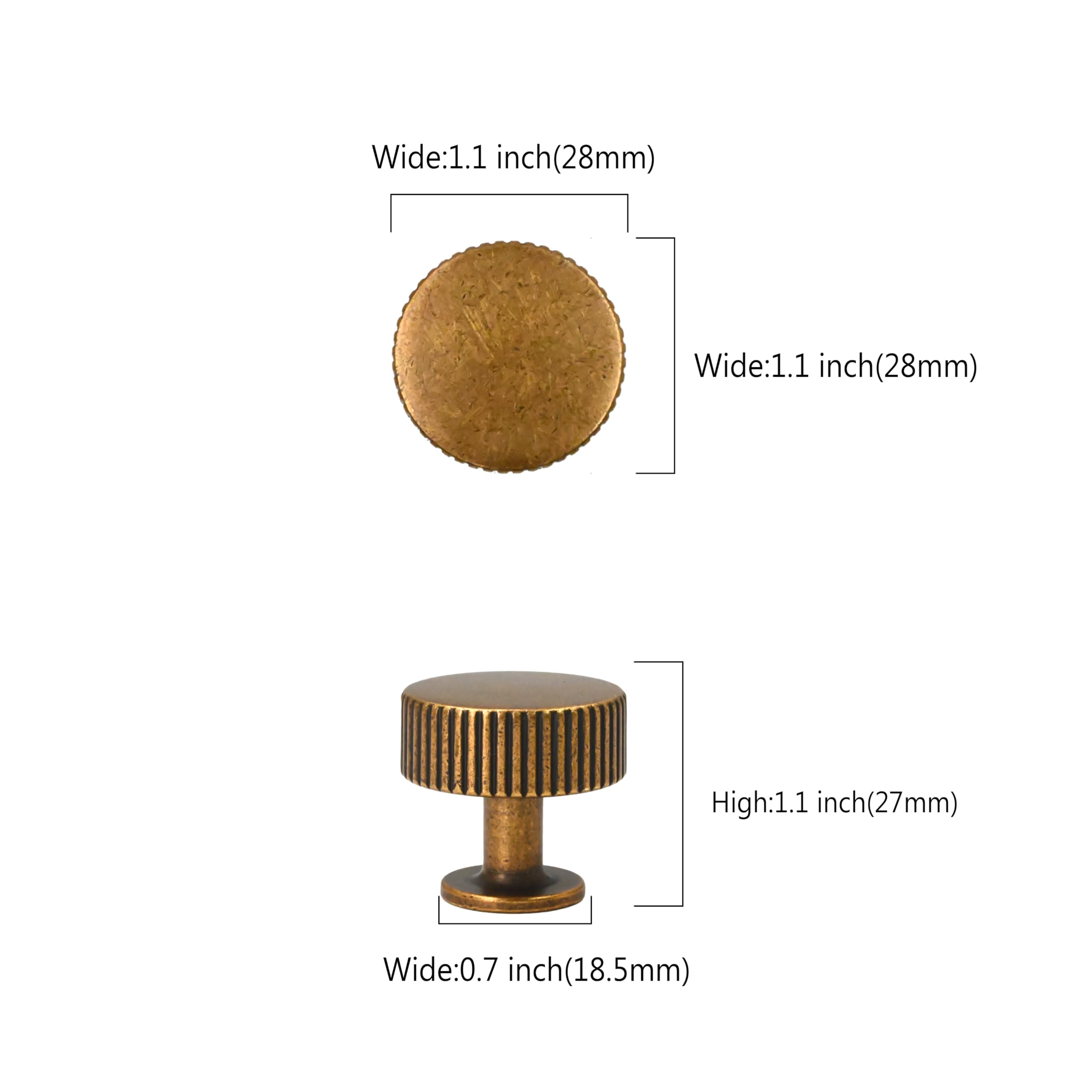 Asidrama antique brass kitchen cabinet knob side view showing classic detailing.