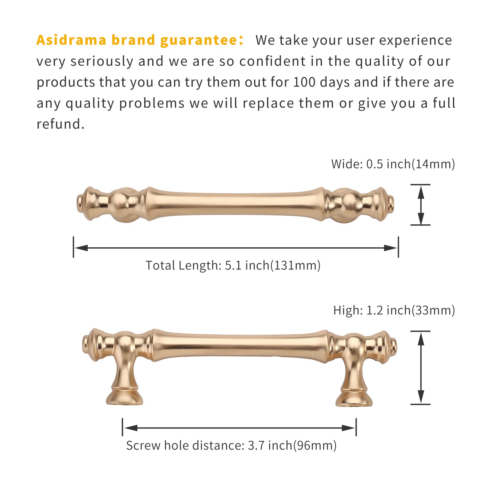 Side view of Asidrama handle with standard mounting for easy install