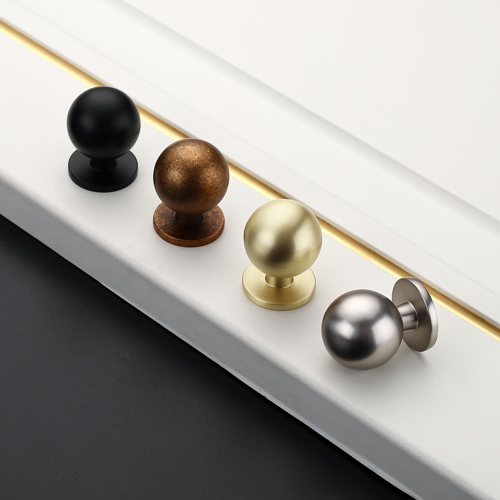 Asidrama knob in cabinet interior close-up, showing sturdy alloy construction.