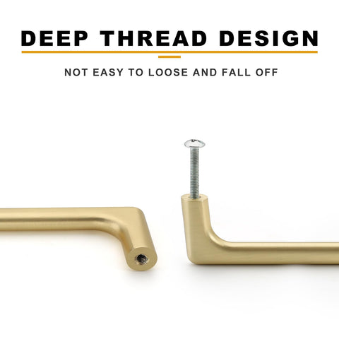 Asidrama brushed gold cabinet pull CC 5 in spacing enables easy fit.