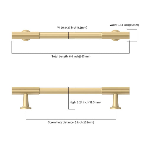 Asidrama brushed gold cabinet pull, close up, premium finish and smooth edges for elegance