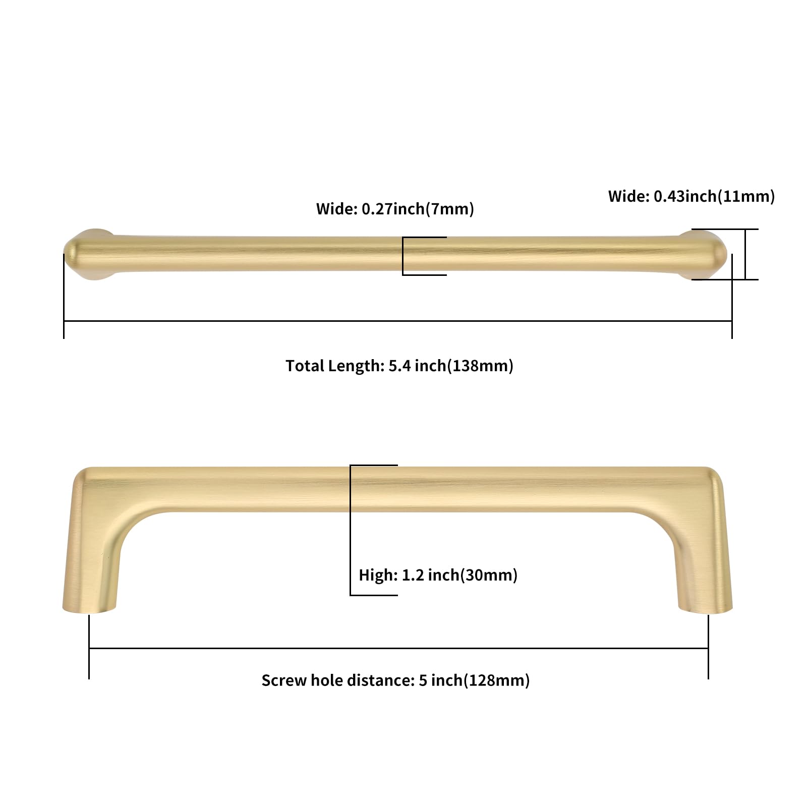 Asidrama brushed gold cabinet pull close-up shows a durable, upscale finish.