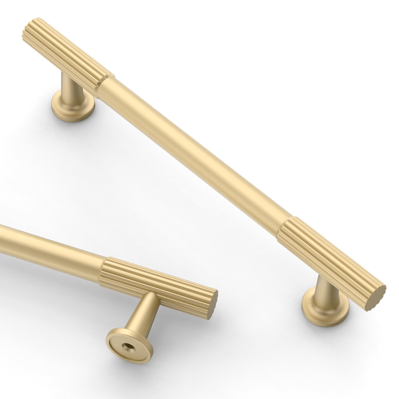 Asidrama brushed gold cabinet pull, front view, reliable zinc alloy construction for kitchen updates