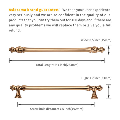 Asidrama champagne bronze handle for dressers and drawers with reliable screw spacing