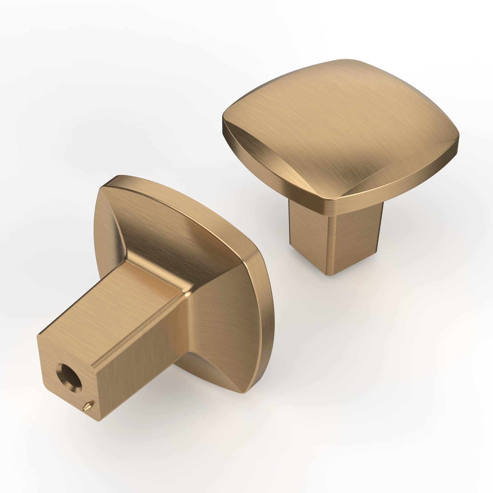 Asidrama champagne bronze square knob close-up on cabinet hardware