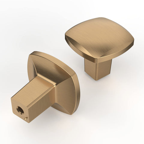 Asidrama champagne bronze square knob close-up on cabinet hardware
