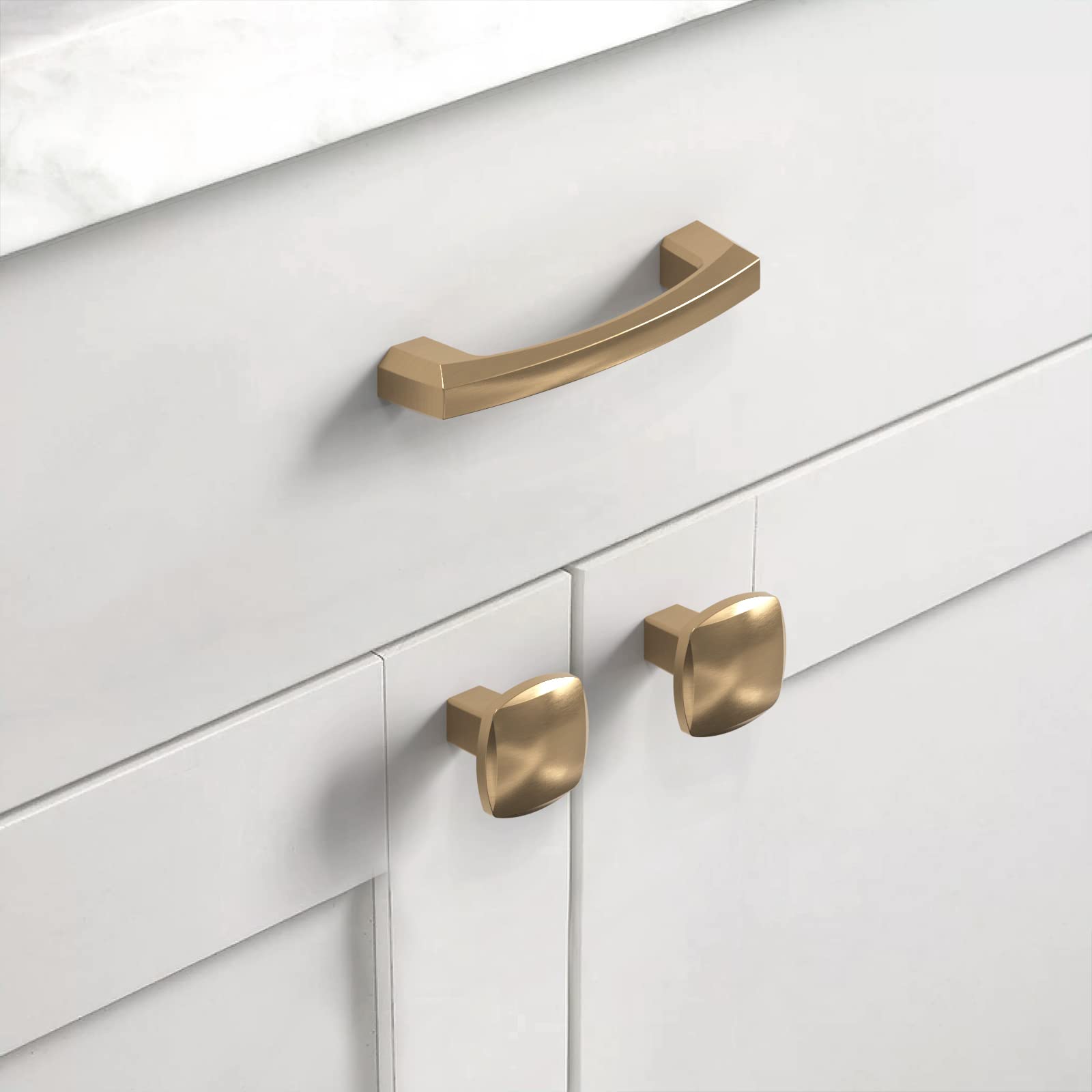Asidrama champagne bronze square knob on drawer front