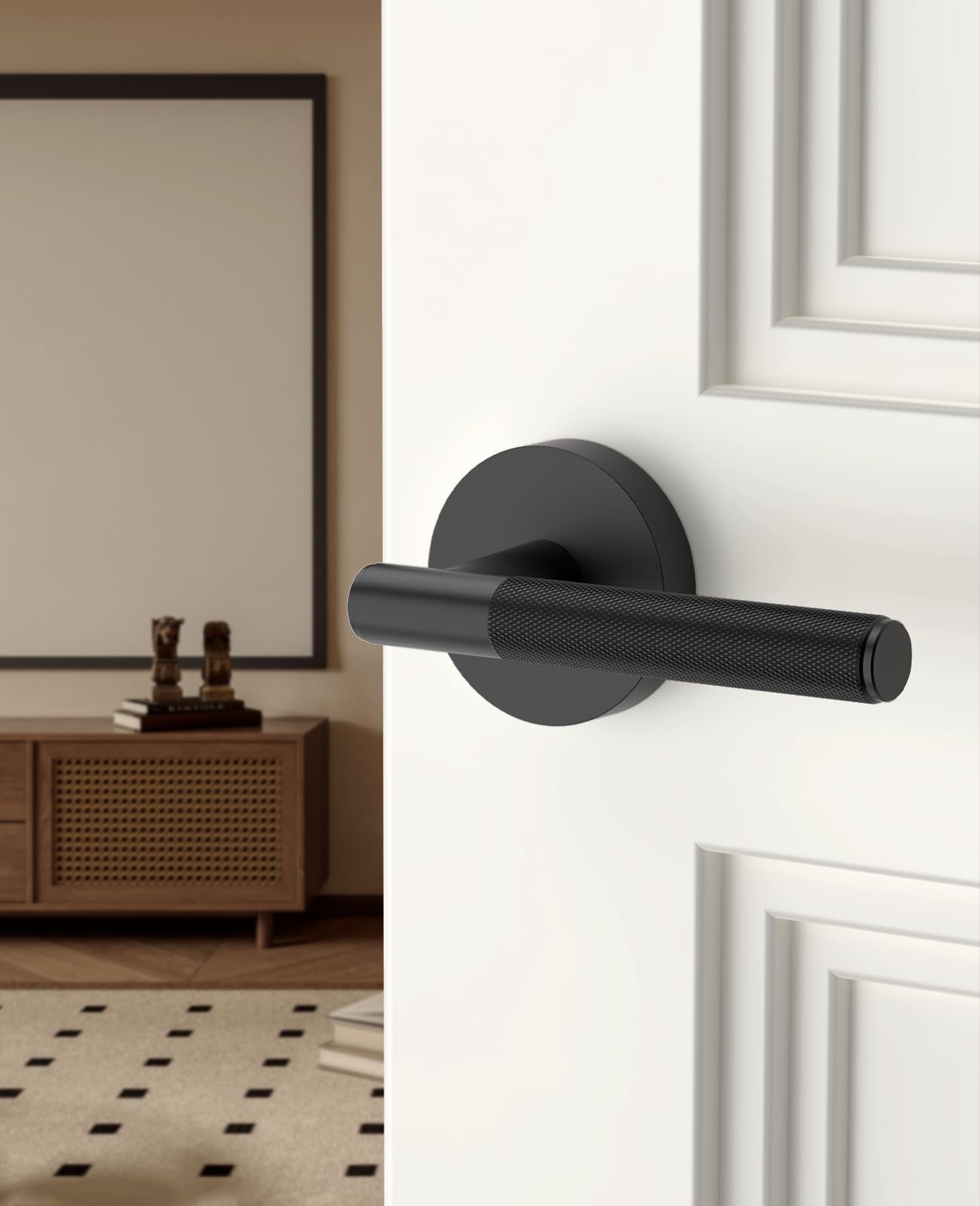 Asidrama interior matte black lever with lock for versatile left-right doors.
