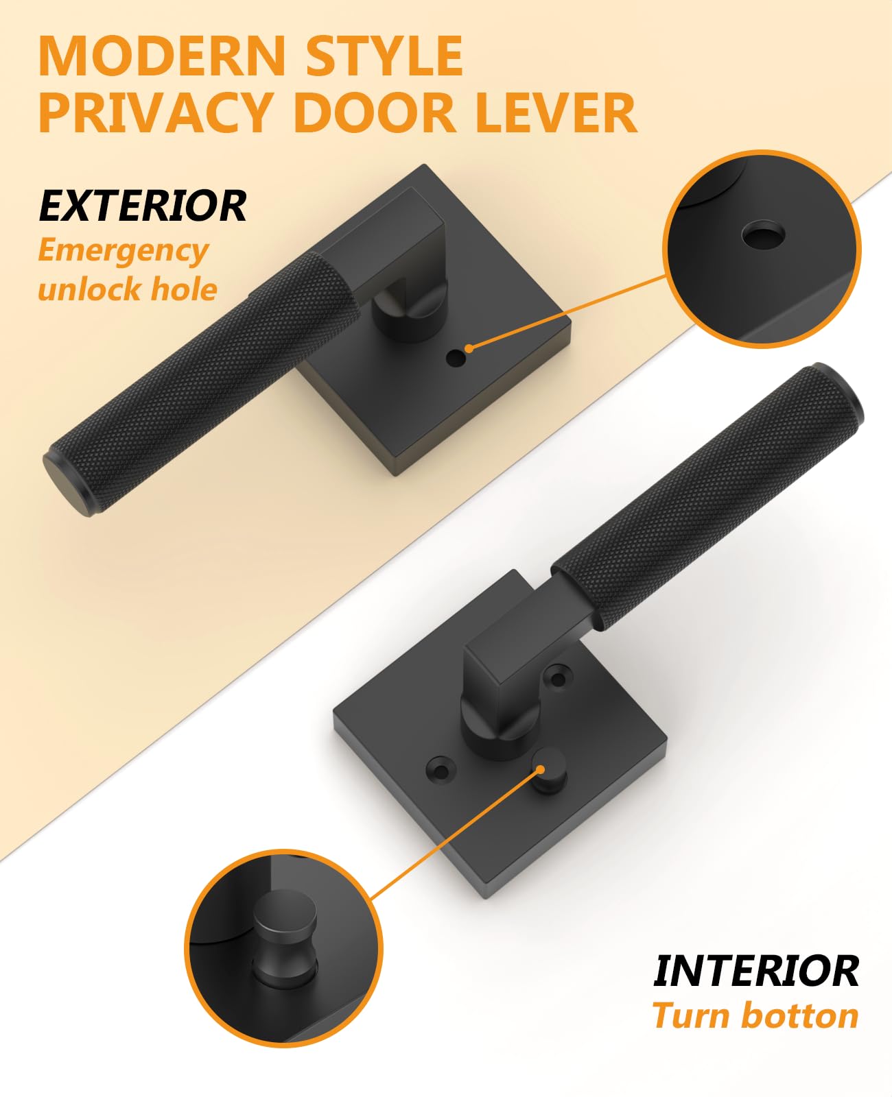 Asidrama matte black interior lever suitable for bedrooms or bathrooms