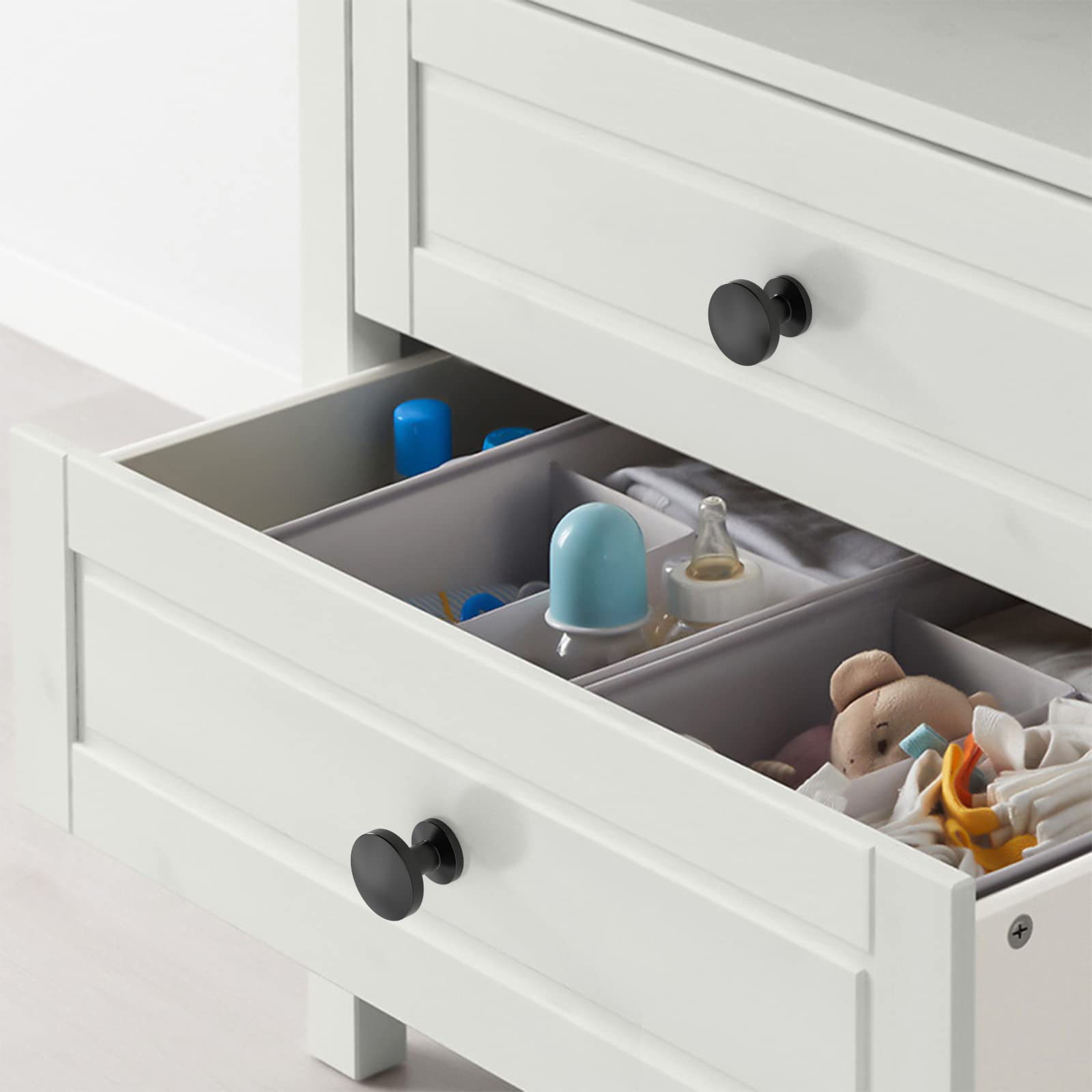 Asidrama matte black knob on a drawer for quick updates