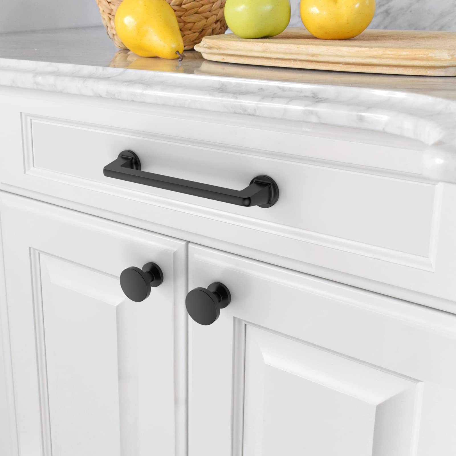 Asidrama matte black knob on cabinet door enhances modern kitchen style