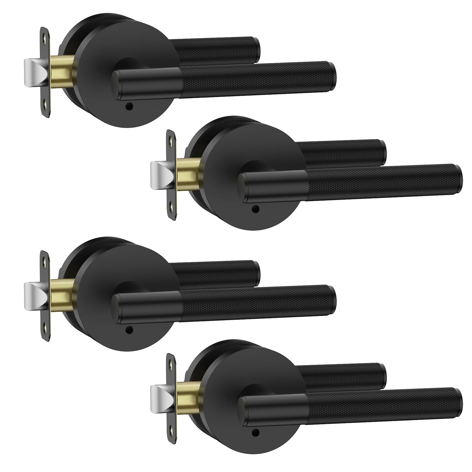 Asidrama privacy door handle with lock, matte black, front view shows sleek design