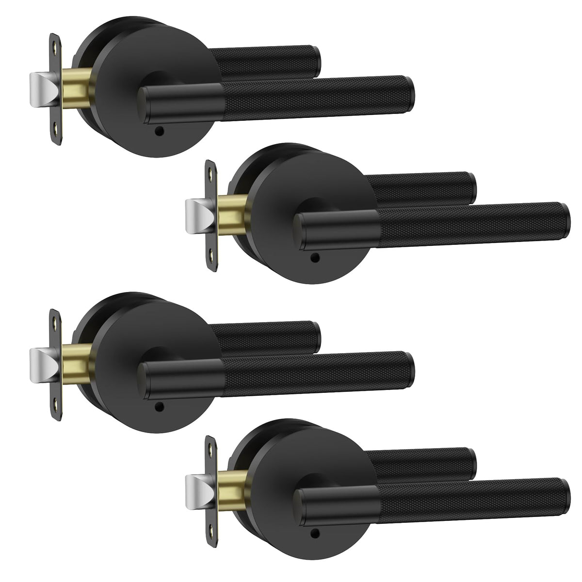 Asidrama privacy door handle with lock, matte black, front view shows sleek design