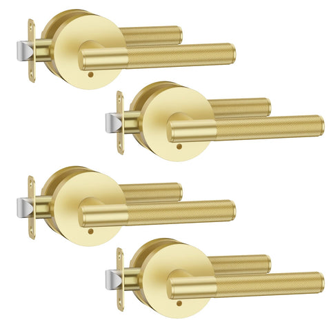 Asidrama privacy gold door handle assembly for seamless privacy on interior doors.