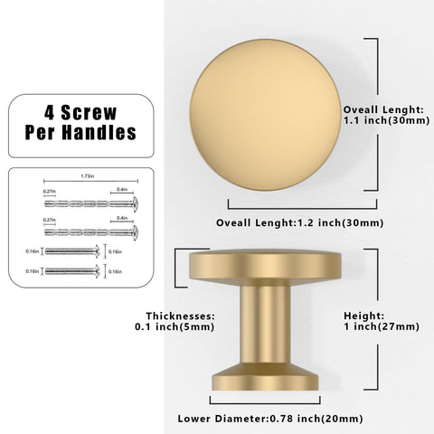 Asimerdeco champagne bronze knob side view shows sleek round profile for modern drawers.