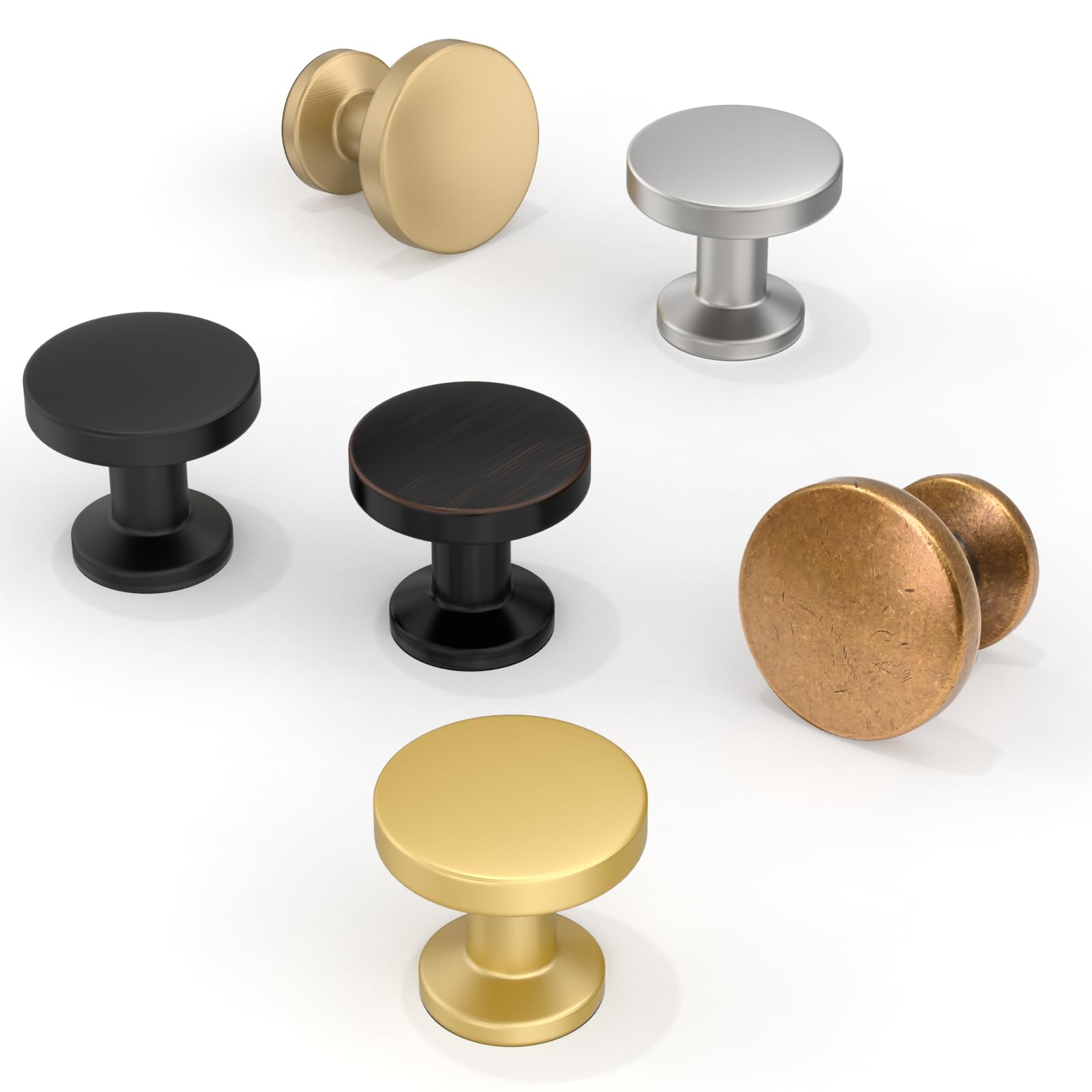 Asimerdeco round matte-black cabinet pull 30mm for cupboards and fronts