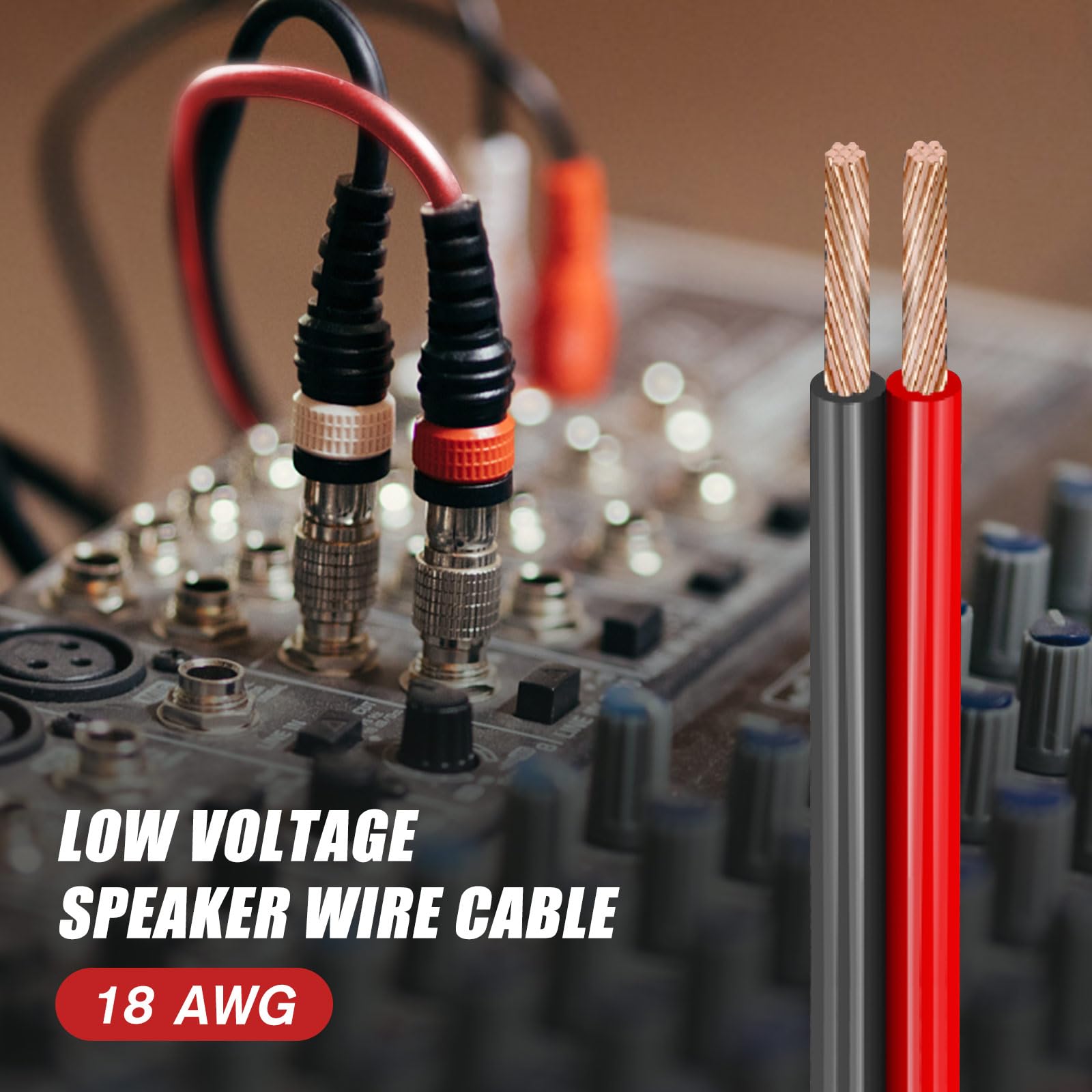 Askcable 18 AWG two-conductor cable in red and black for quick polarity setup.