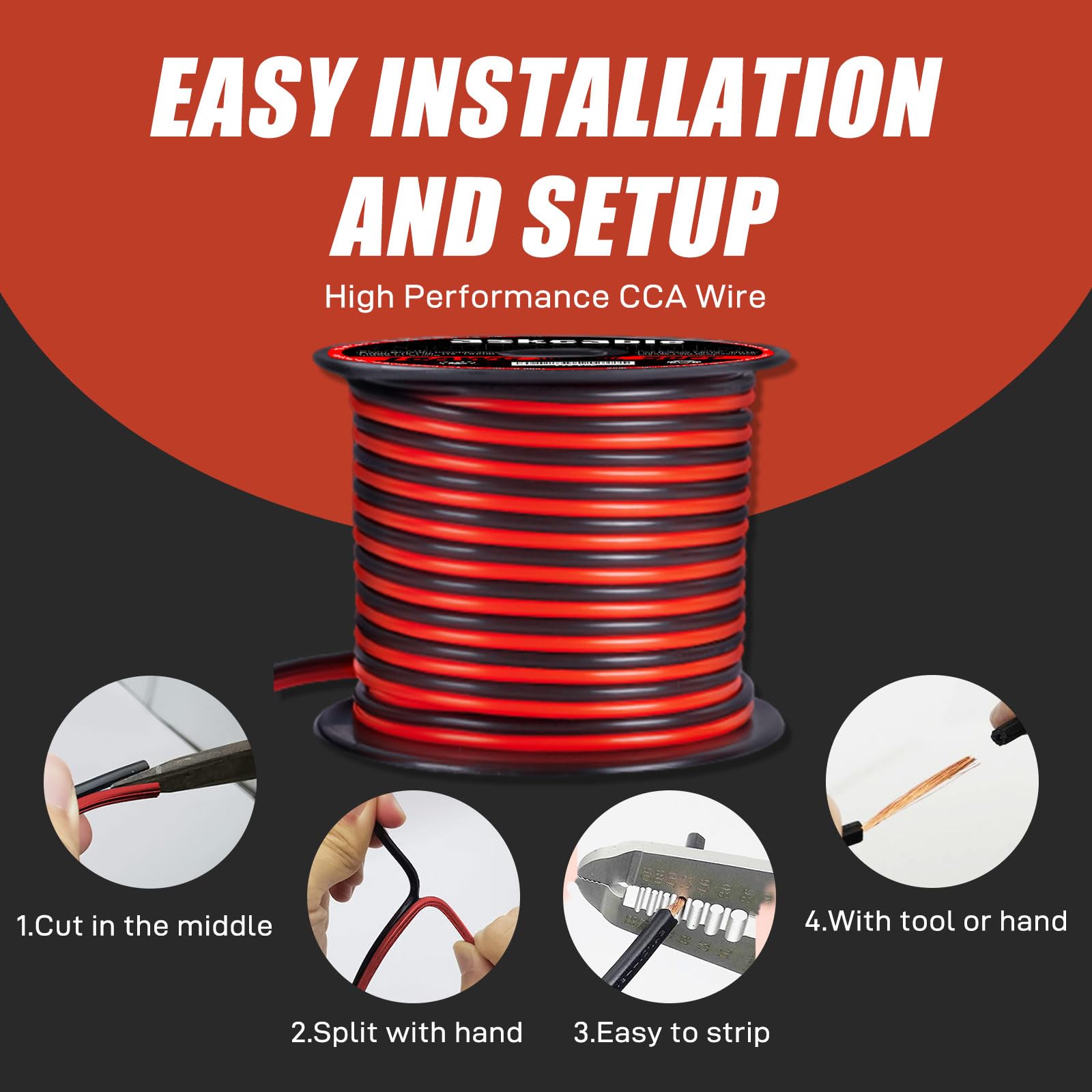 Askcable 18 AWG wire with flexible PVC jacket for bending and easy installation.