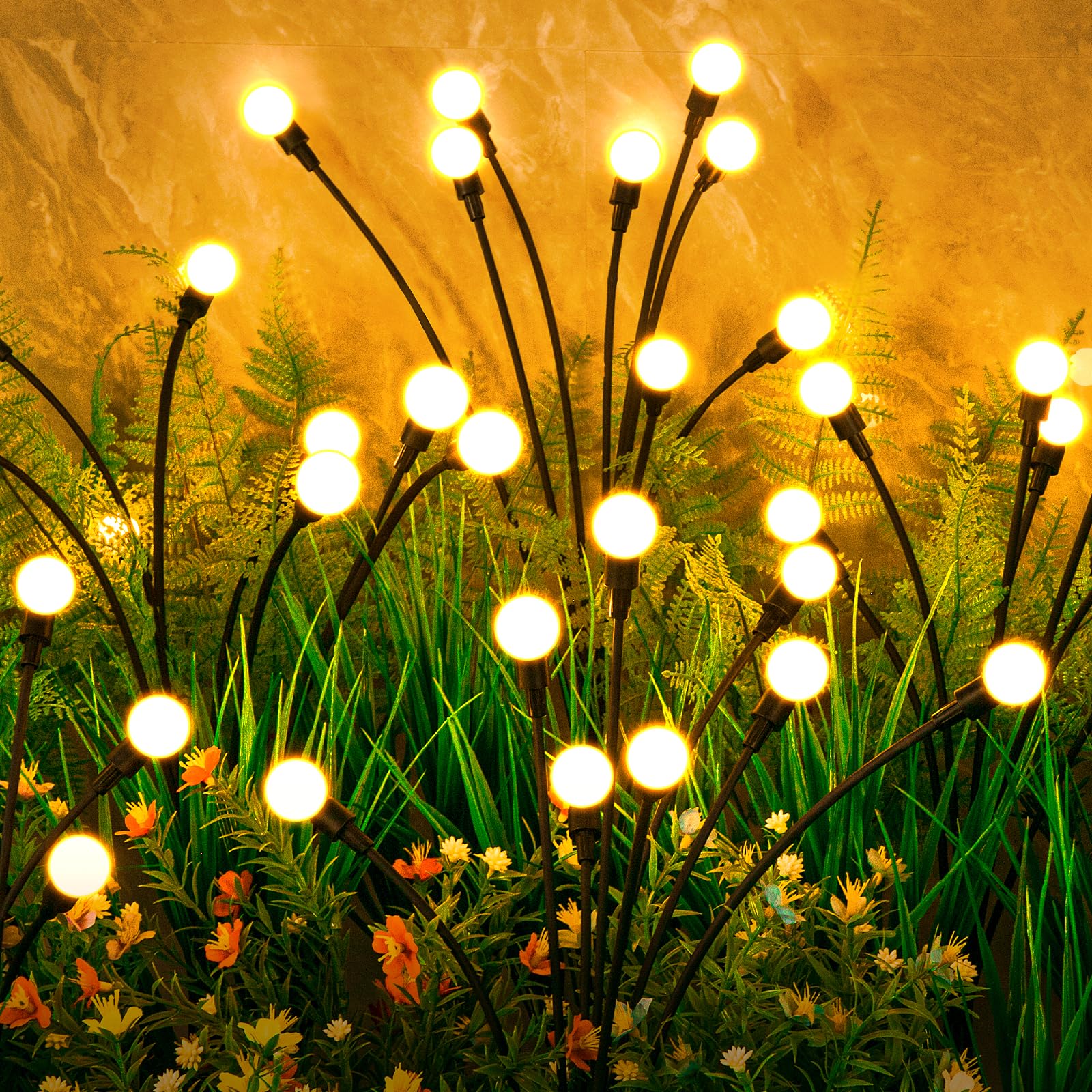 ASMAD solar garden lights 8-pack with layered wire design for patios