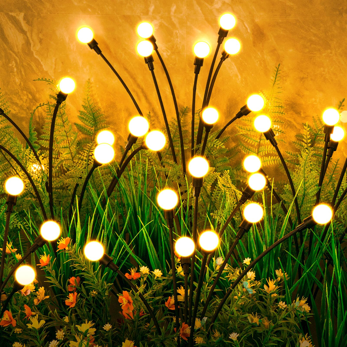 ASMAD solar garden lights firefly cluster swaying at dusk for magical ambience