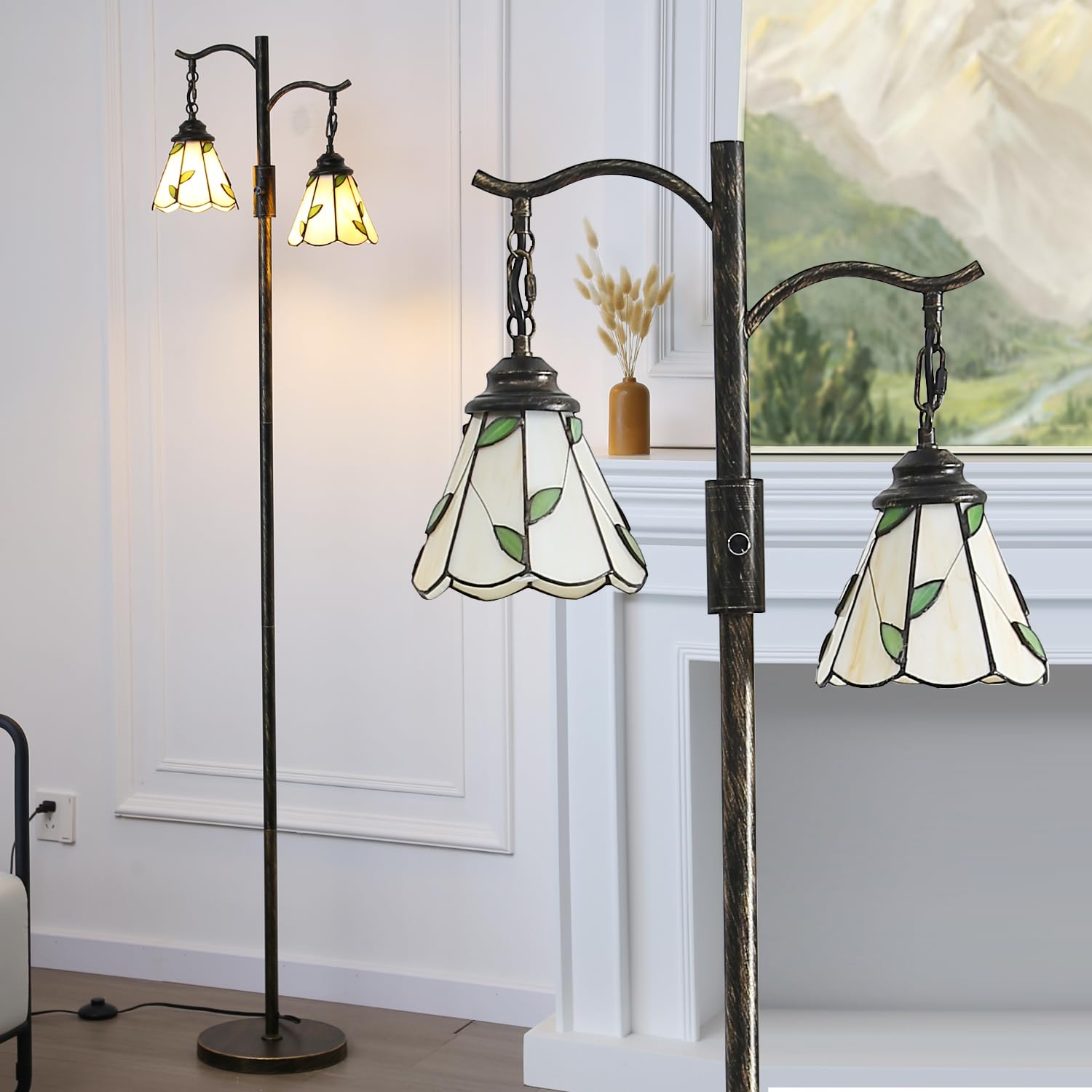 Asmymhd vintage floor lamp with bronze-gold finish enhances timeless living spaces.