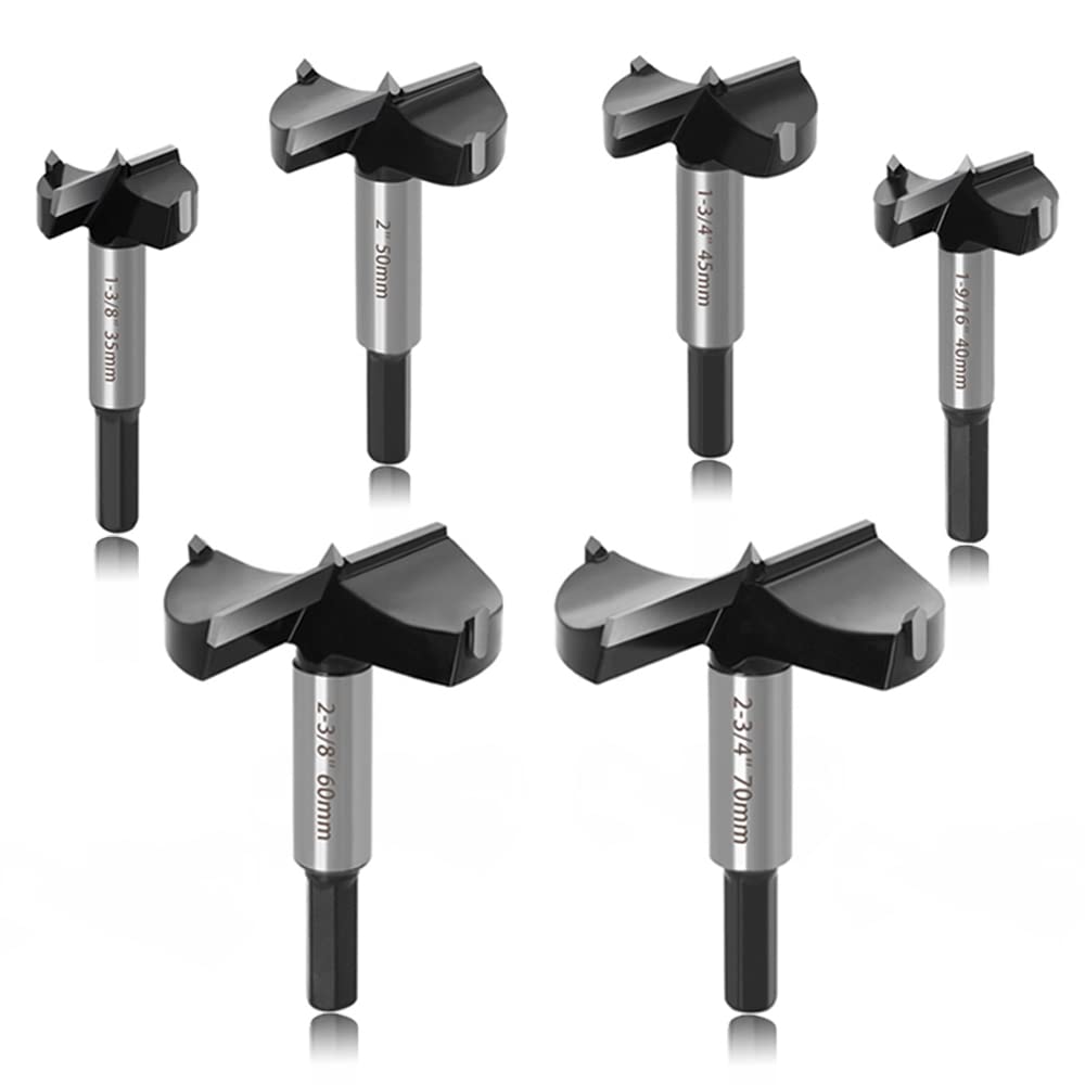 ASNOMY 6-piece set drills clean flat-bottom holes in hardwoods and softwoods