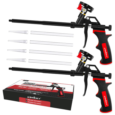 ASNOMY 2-pack foam guns with assembly view for precise caulking and sealing.