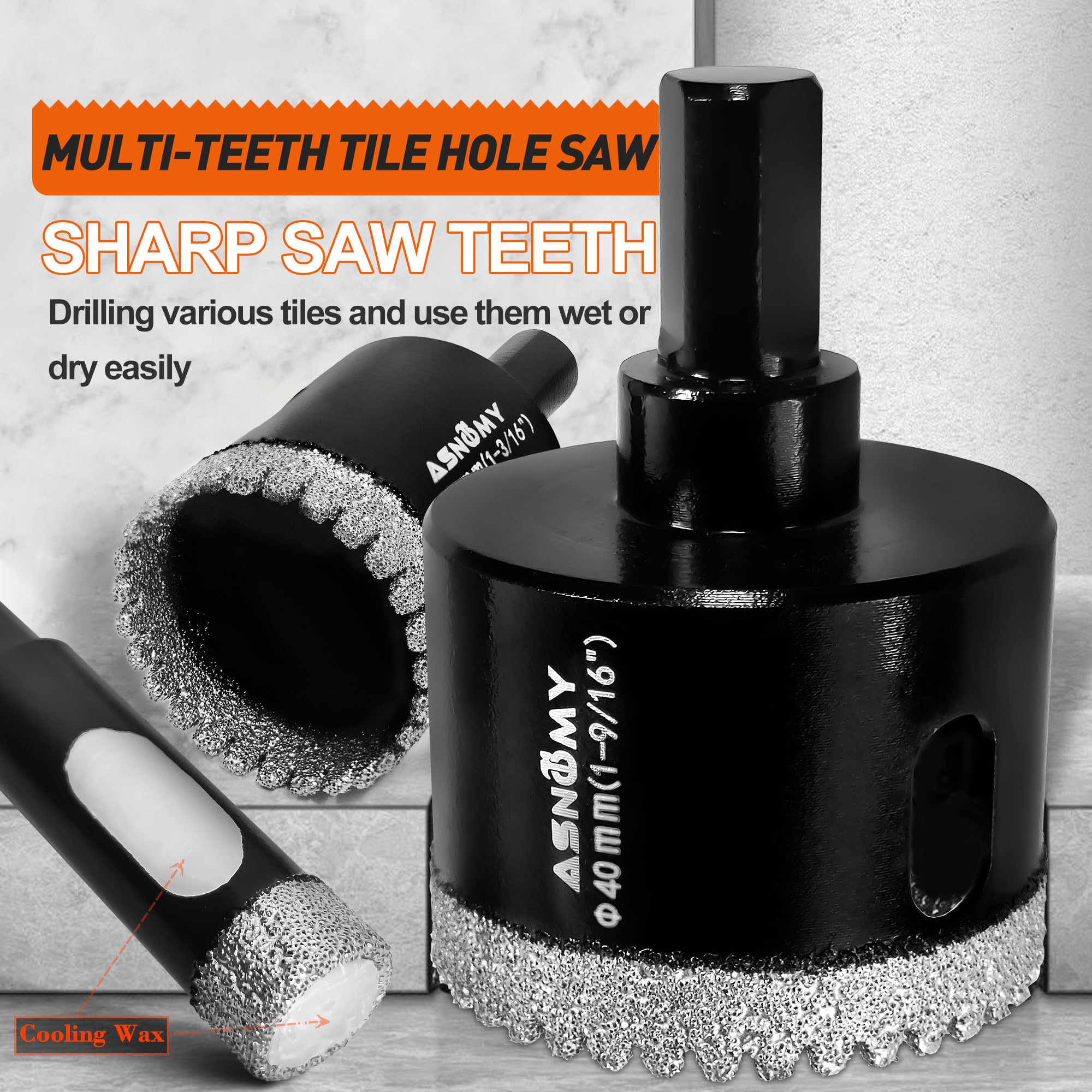 Asnomy 1-1/4 inch bit with serrated teeth reduces cutting resistance.